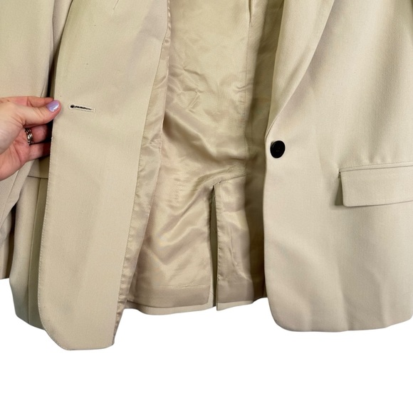 ZARA BEIGE STONE STRAIGHT TAILORED BLAZER WITH POCKETS BLOGGER FAVORITE LARGE L - Picture 7 of 15